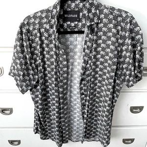 Wildfang grey button down with elephants.